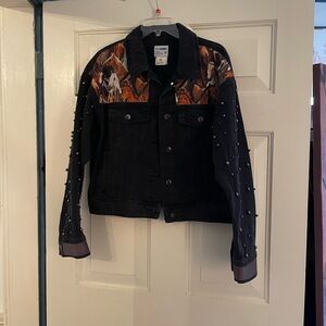 Wild Horses custom Black Denim jean jacket
